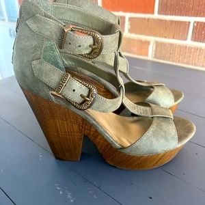 Olive green G by Guess wedge heels